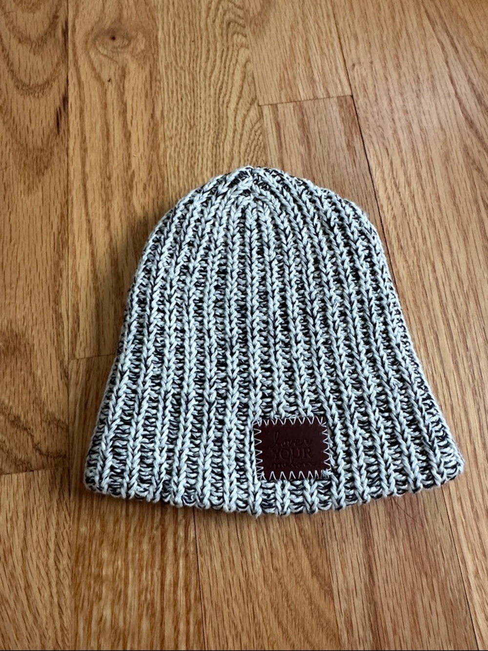Love Your Melon Black and White Marled Knit Beanie